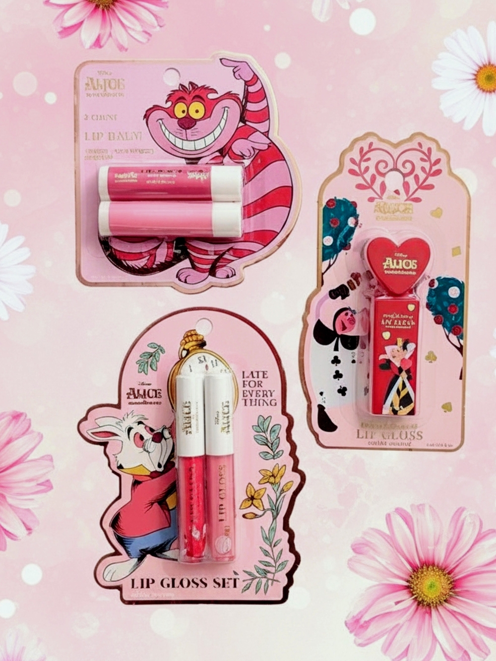 Disney's Alice in Wonderland Lip Balm & Lip Gloss Set - 5-Piece Makeup Bundle